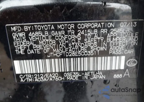 2014 Lexus Is 250 from USA, damaged, VIN JTHCF1D28E5003511